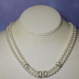 Christina Collection Double Strand Faux Pearl Choker Gold Tone